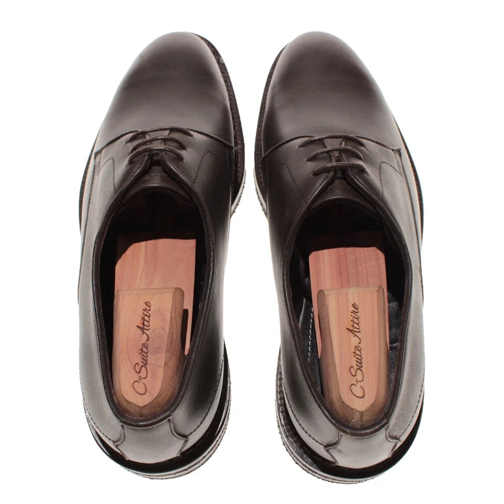 Di Bianco NWD Derby Dress Shoes Size 8.5 US in Dark Brown Leather Made in Italy